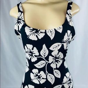 Junior Girl Black/White  Open Back Swimsuit